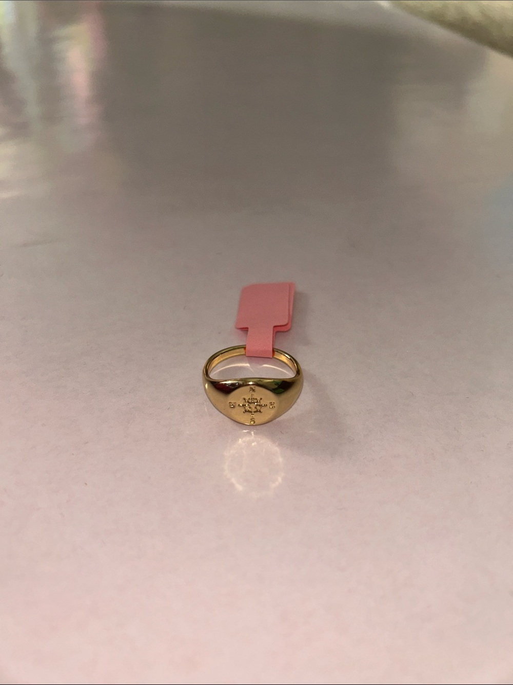 Gold Engraved Compass Ring - Women Jewelry